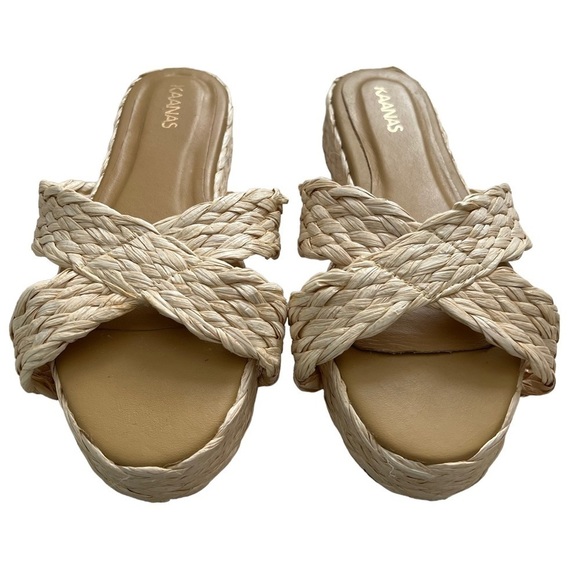Kaanas Women’s Inagua Crisscross Raffia Flatform Sandals Size 9 - Picture 3 of 6